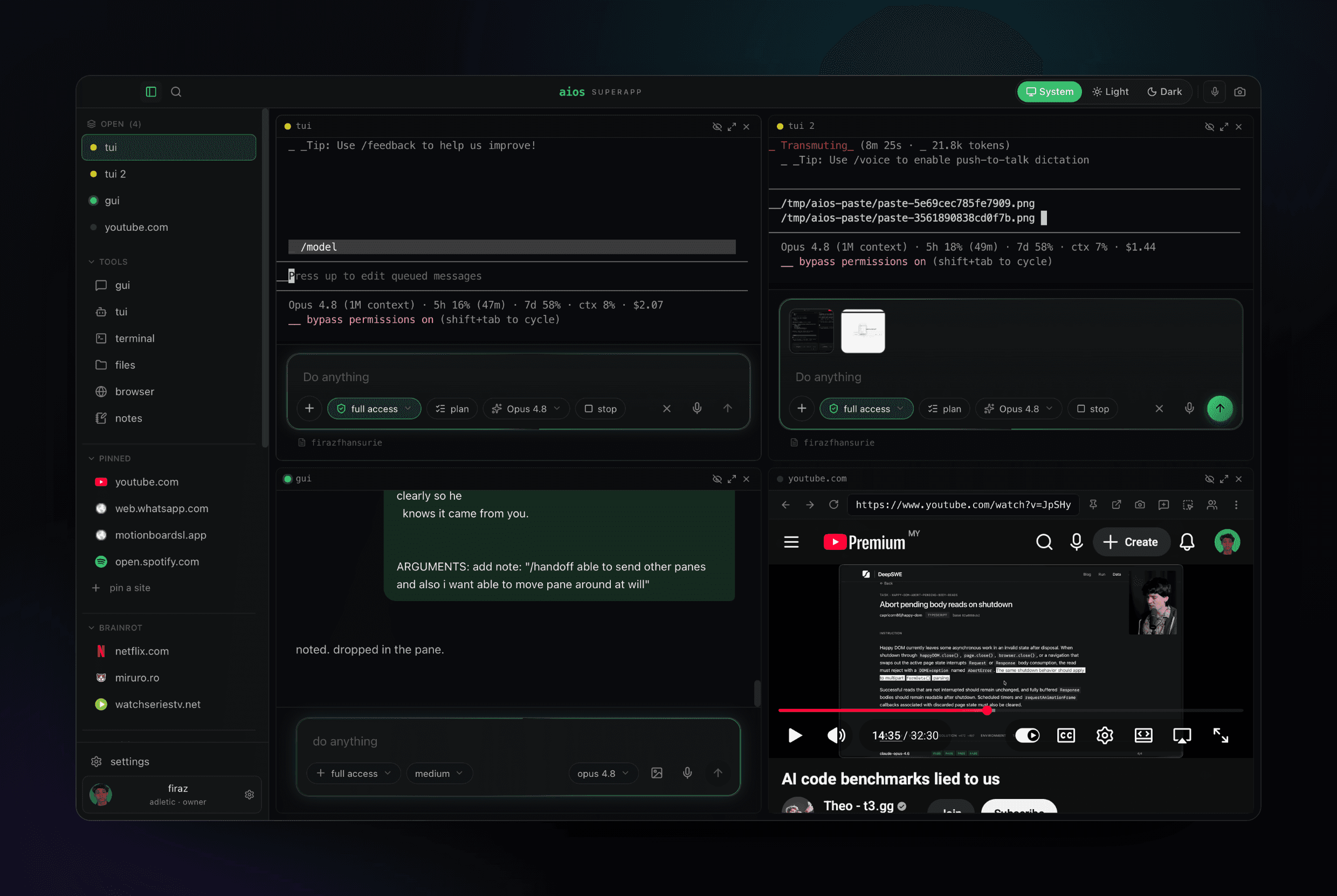 aios shell embedded browser screenshot