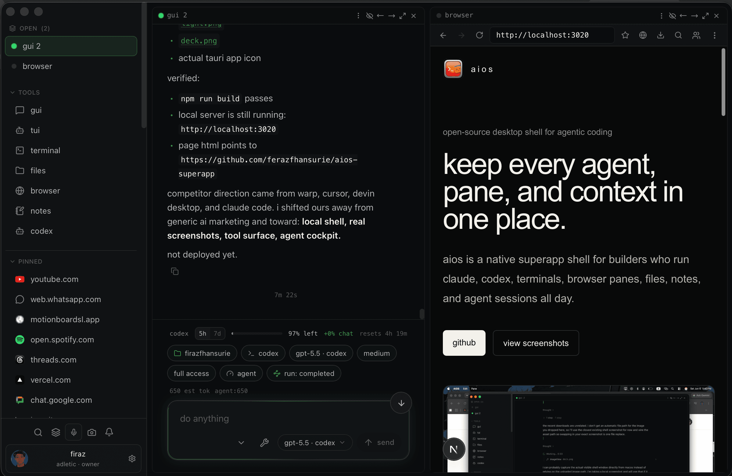 aios shell browser screenshot