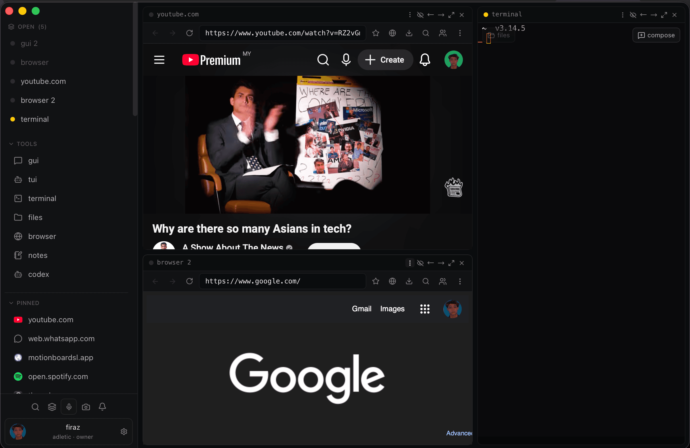 codex workspace screenshot