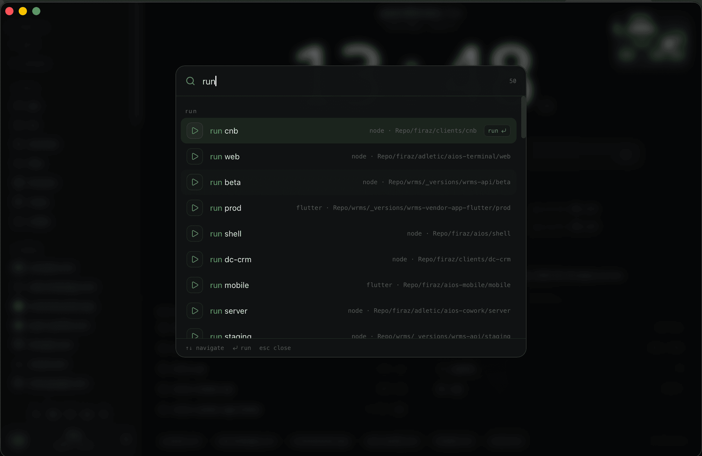 aios shell command palette screenshot